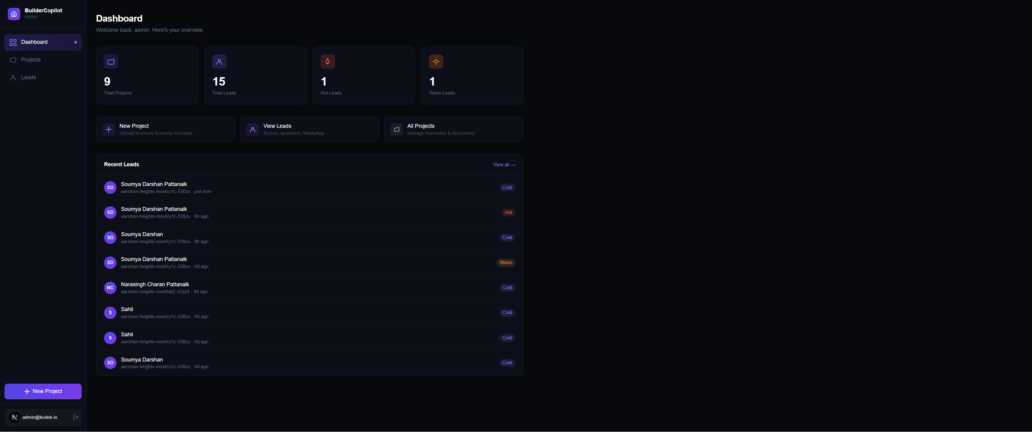 Builders Copilot dashboard
