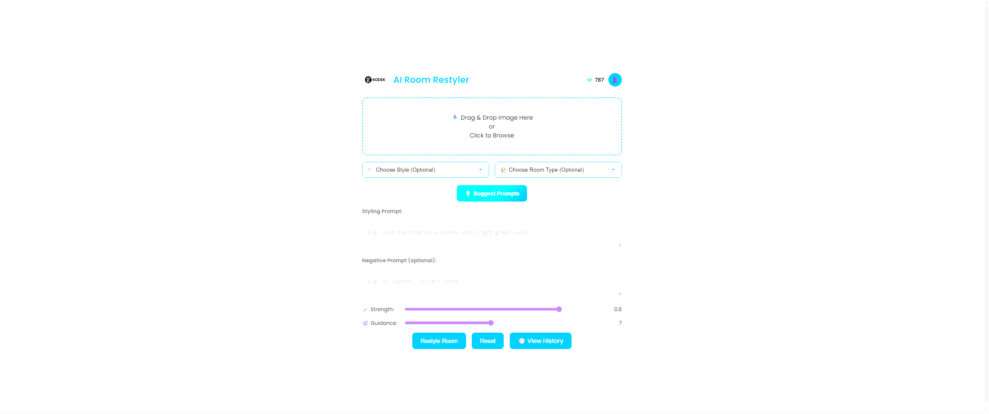 AI Room Restyler interface
